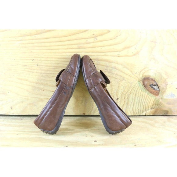 Born 39 Loafers Women's 8 Brown Leather Buckle Driving Moccasins Sips Ons Flats - Picture 6 of 9